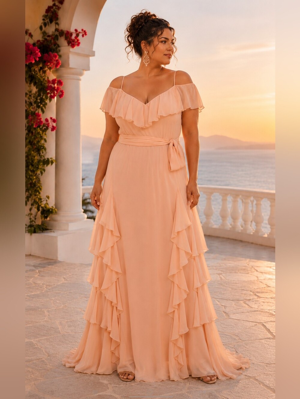 Ralph Lauren Black Label Plus 16 Off Shoulder Ruffle Maxi Gown Black Tie Formal